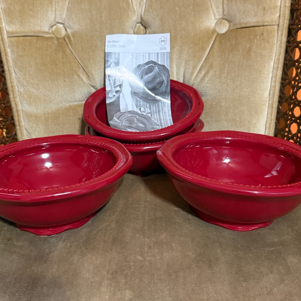 Brand New Princess House Red Ceramic Bowls Set